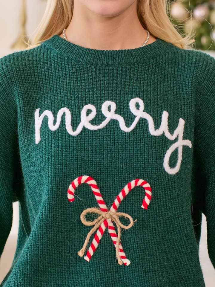 Main Strip Merry Embroidered Holiday Sweater