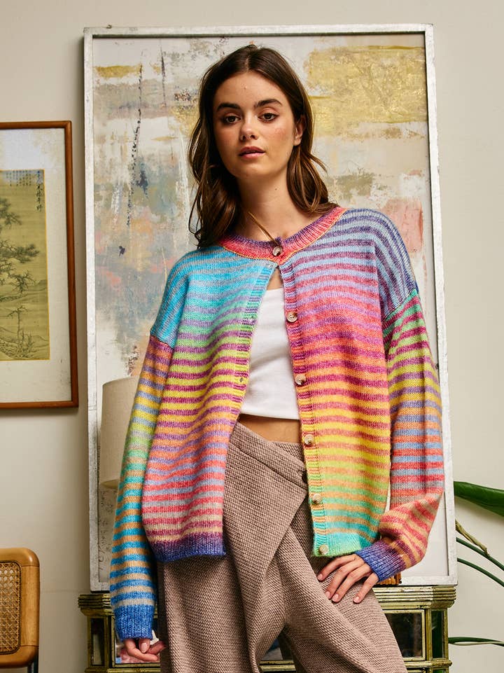 Bucketlist Space Dye Button Down Cardigan