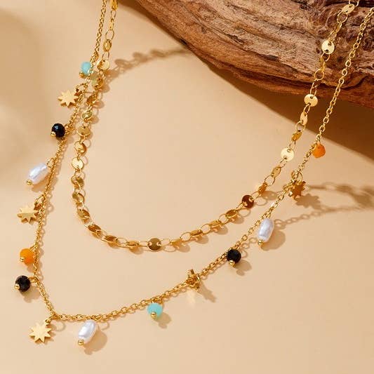 18k Stainless Steel Beaded Necklace