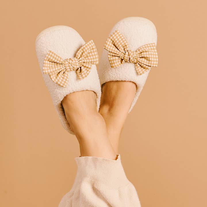Betty Bow Maple Gingham Slippers