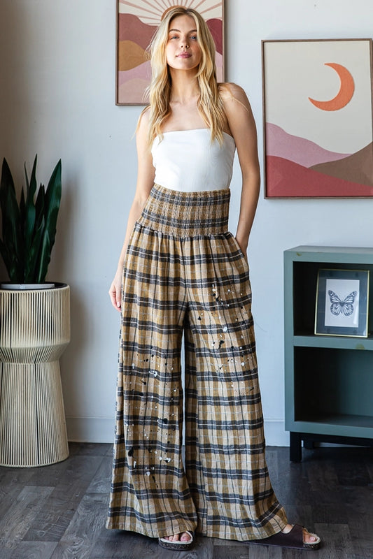 Oli & Hali Wide Leg Plaid Pants