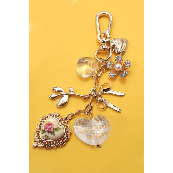 Porcelain Lace Heart Bag Charm