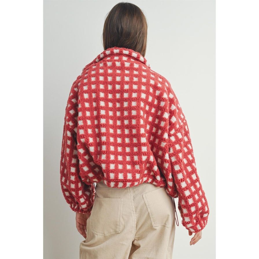Buttermelon Checkered Sherpa Jacket