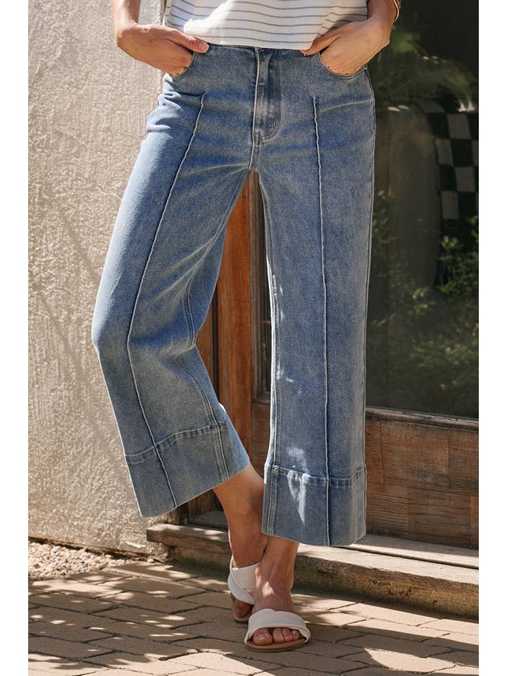Mid Rise Front Seam Jeans