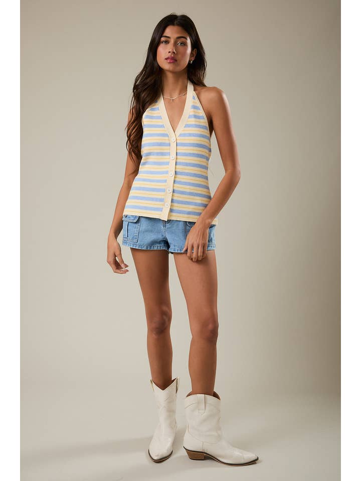 Le Lis Striped Knit Halter Neck