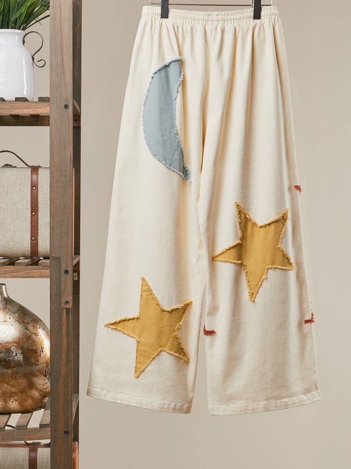 Sun, Moon & Star Patch Pants