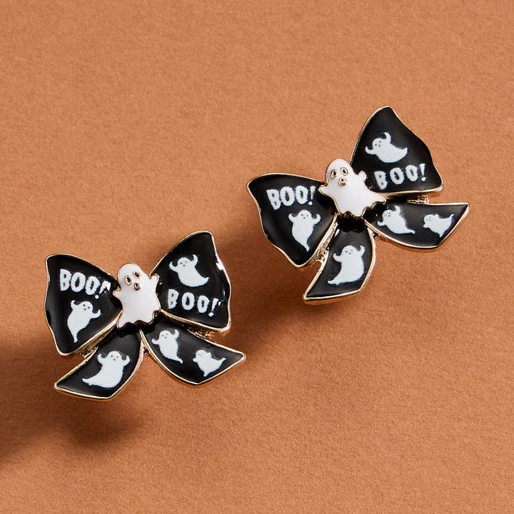 Ghost Bow Enamel Earrings
