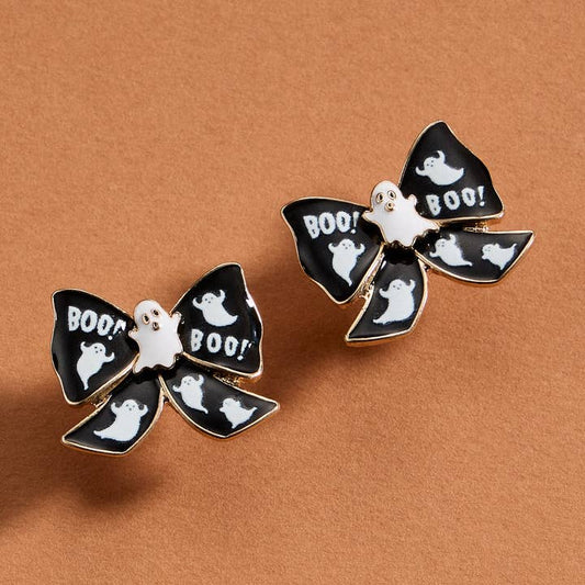Ghost Bow Enamel Earrings
