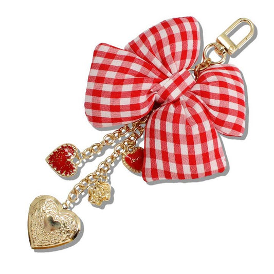 Gingham Bow Bag Charm