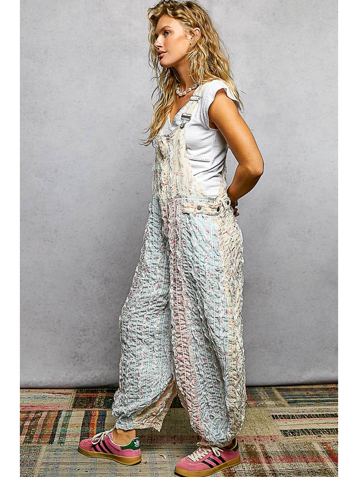 POL Floral Front Zip Overalls