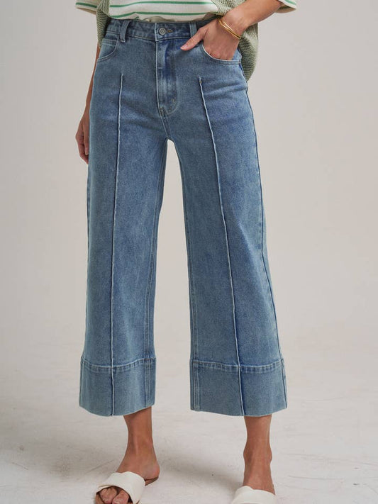 Mid Rise Front Seam Jeans