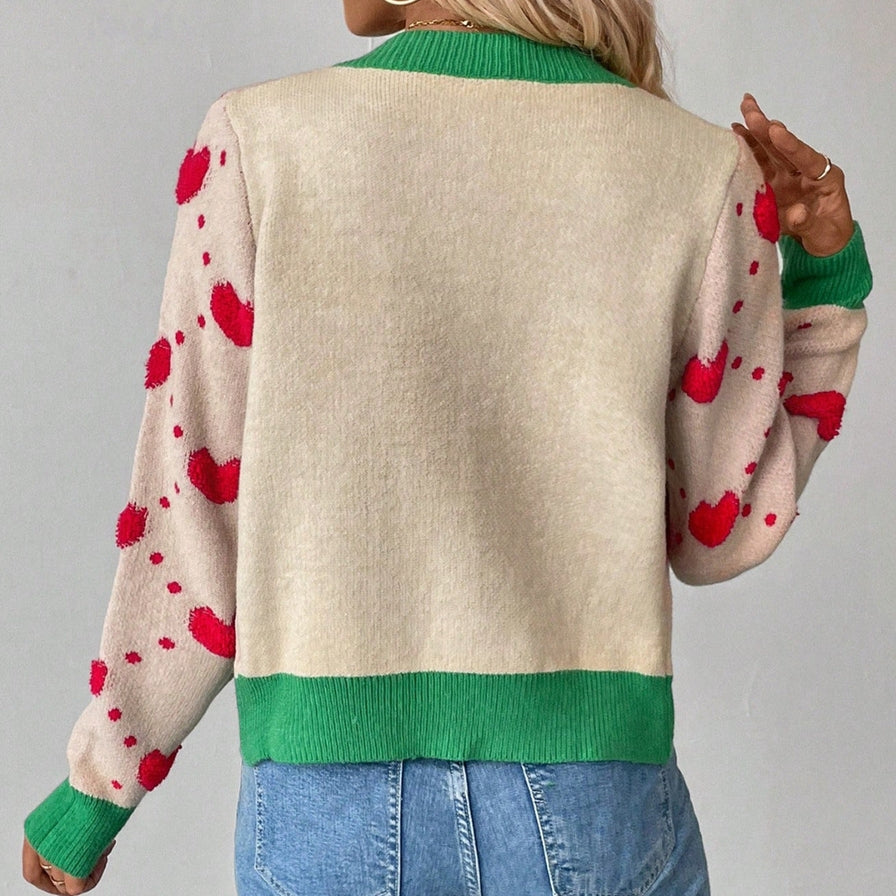 Colorblock Heart Cardigan