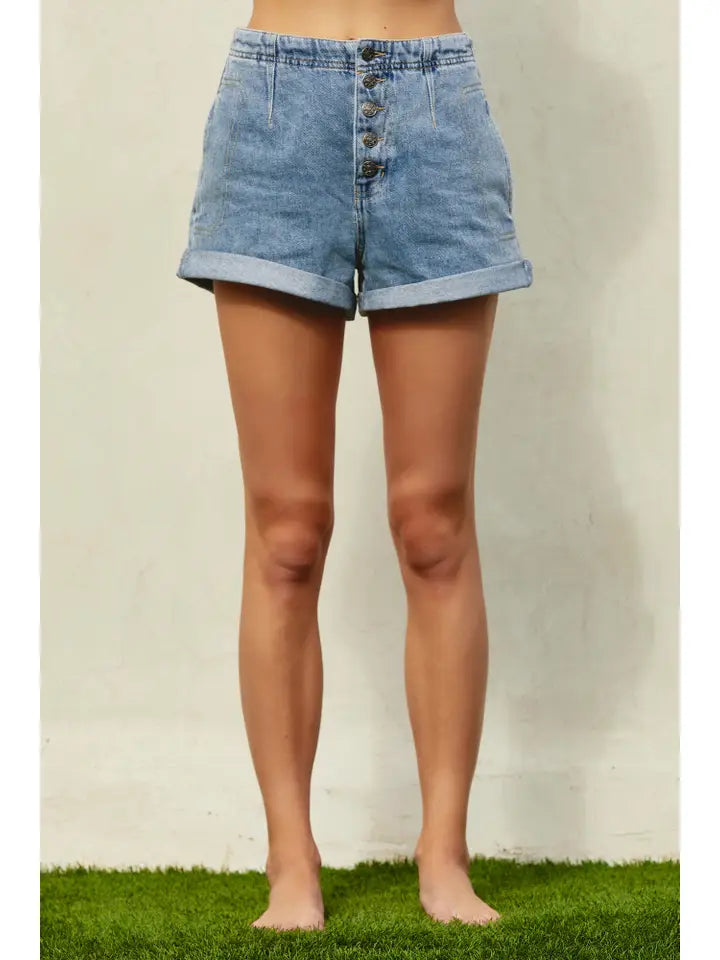 Mustard Seed Roll Up Denim Shorts