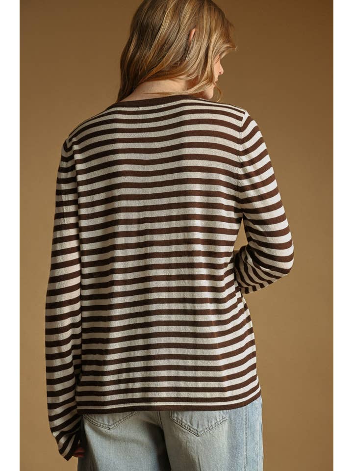 Miou Muse Round Neck Striped Long Sleeve