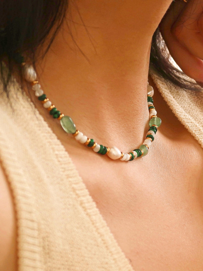 Bohemian Rose Pearl & Bead Necklace