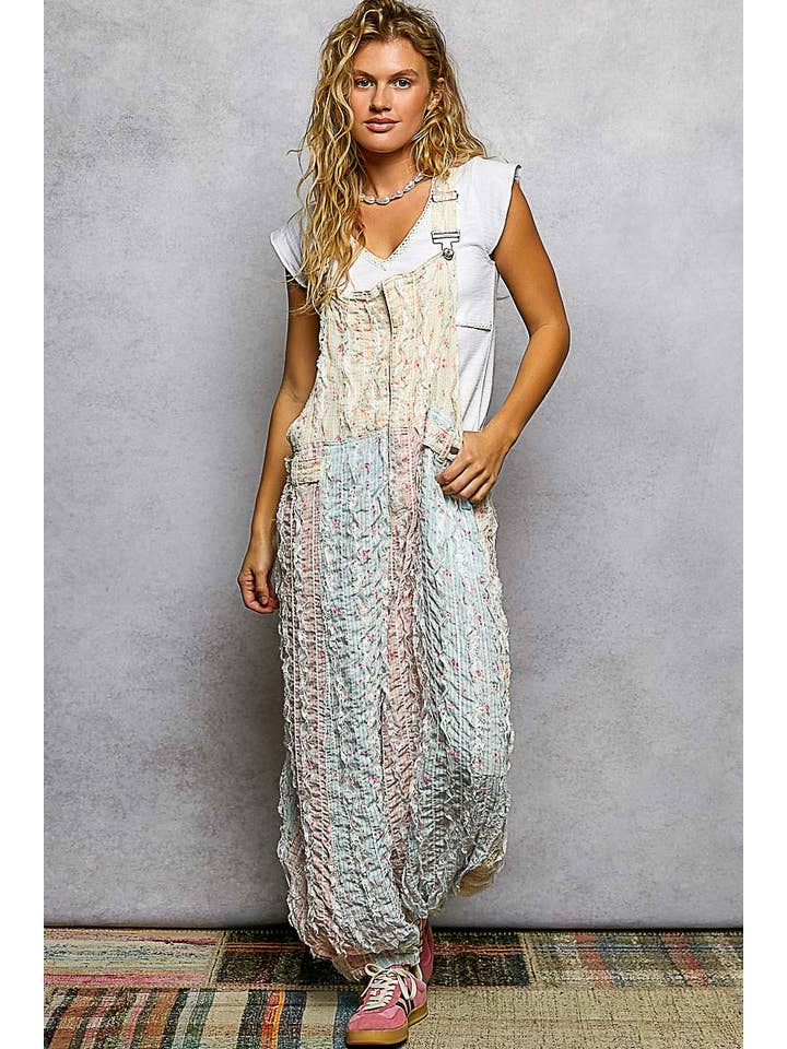 POL Floral Front Zip Overalls