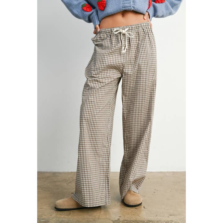 Gingham Adjustable Loose Pants