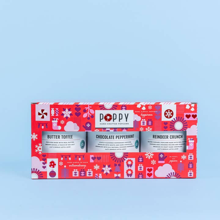 Poppy Popcorn Holiday Cylinder Trio
