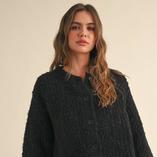 Miou Muse Round Neck Button Up Sweater