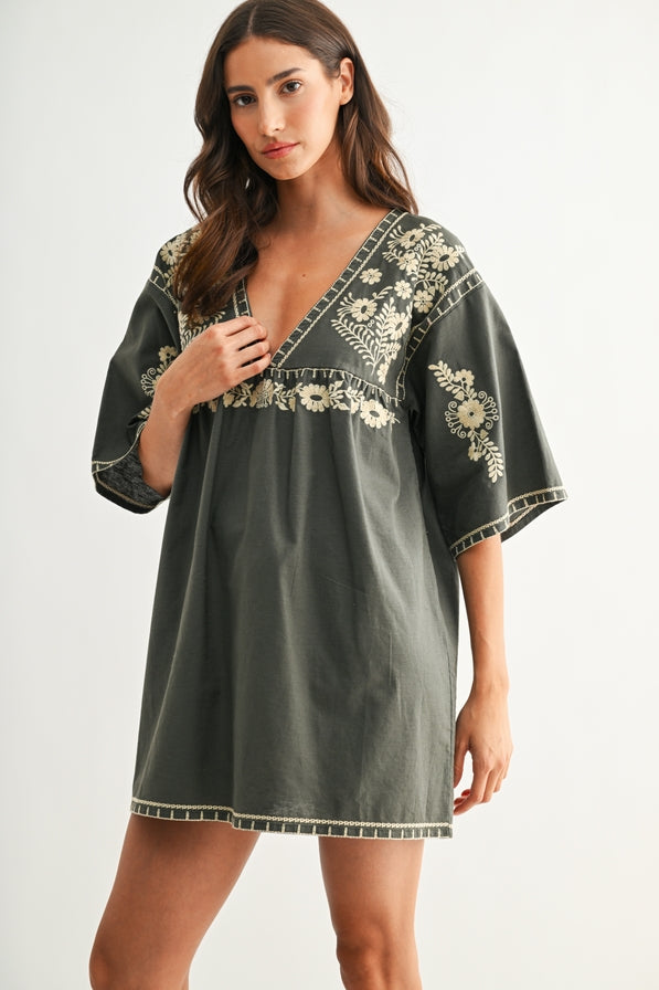 Camelia Embroidered Shift Dress
