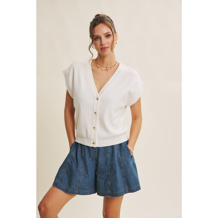 In February Denim Flared Shorts