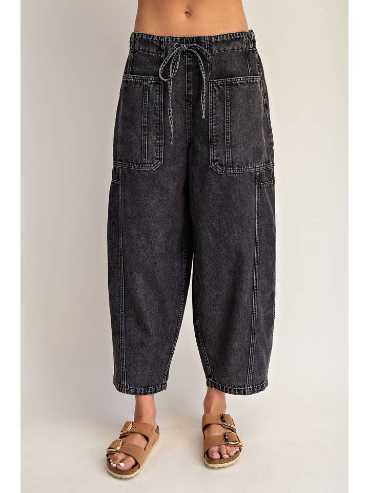 Drawstring Waist Cropped Pants
