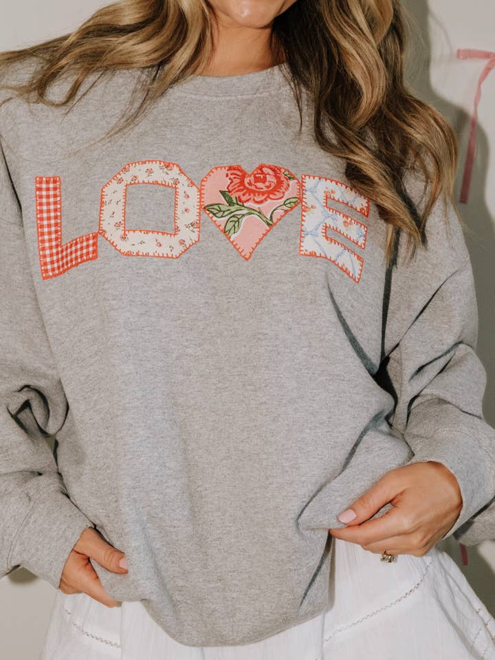 LOVE Quilt Print Valentine's Sweatshirt