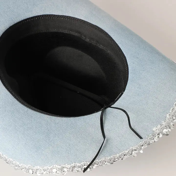 Denim Sequins Cowboy Hat