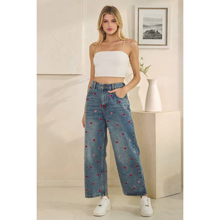 Oli & Hali Heart Embroidered Boyfriend Jeans