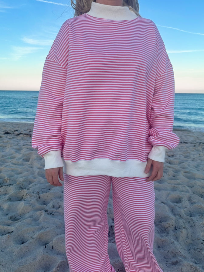 Sunkissed Coconut Striped Mockneck Sweatshirt