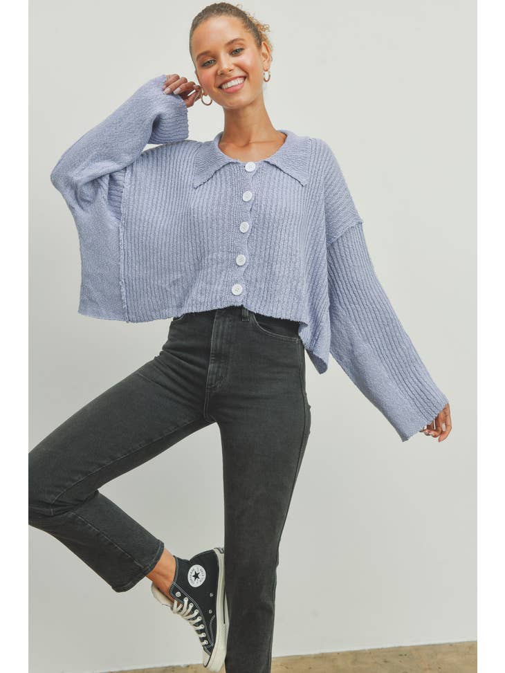 Buttermelon Button Up Cropped Cardigan