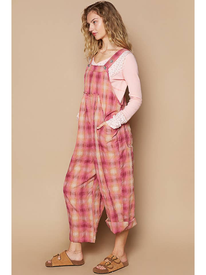 POL Plaid Woven Jumpsuit