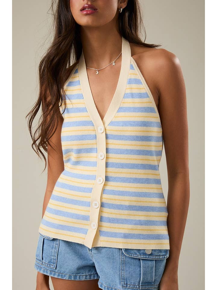 Le Lis Striped Knit Halter Neck