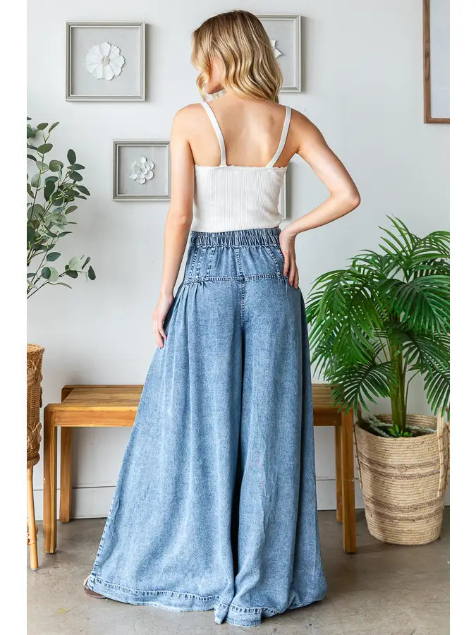 Oli & Hali Washed Pintuck Wide Leg Pants