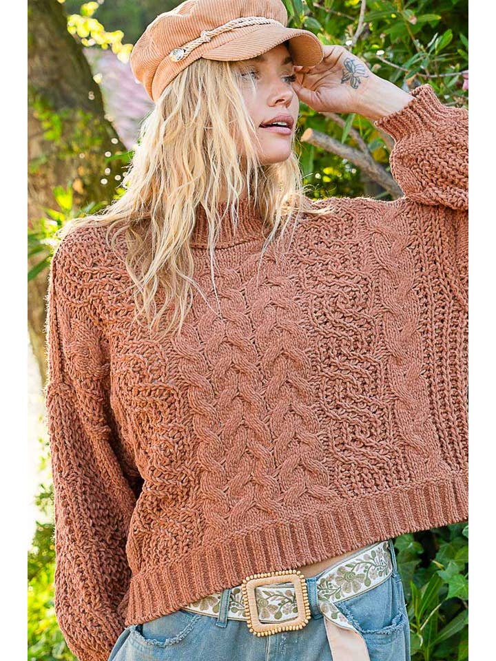 POL Cable Knit Pullover Sweater