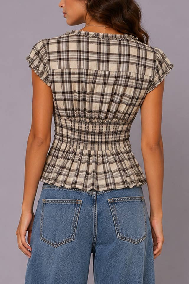 Nectar Clothing Plaid Ruffle Top
