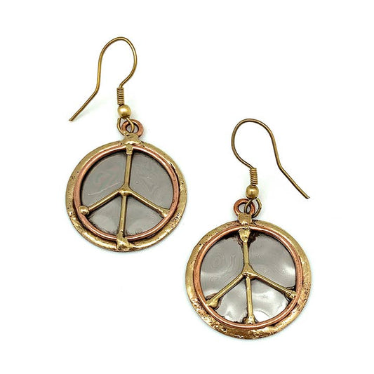 Mixed Metal Peace Sign Earrings