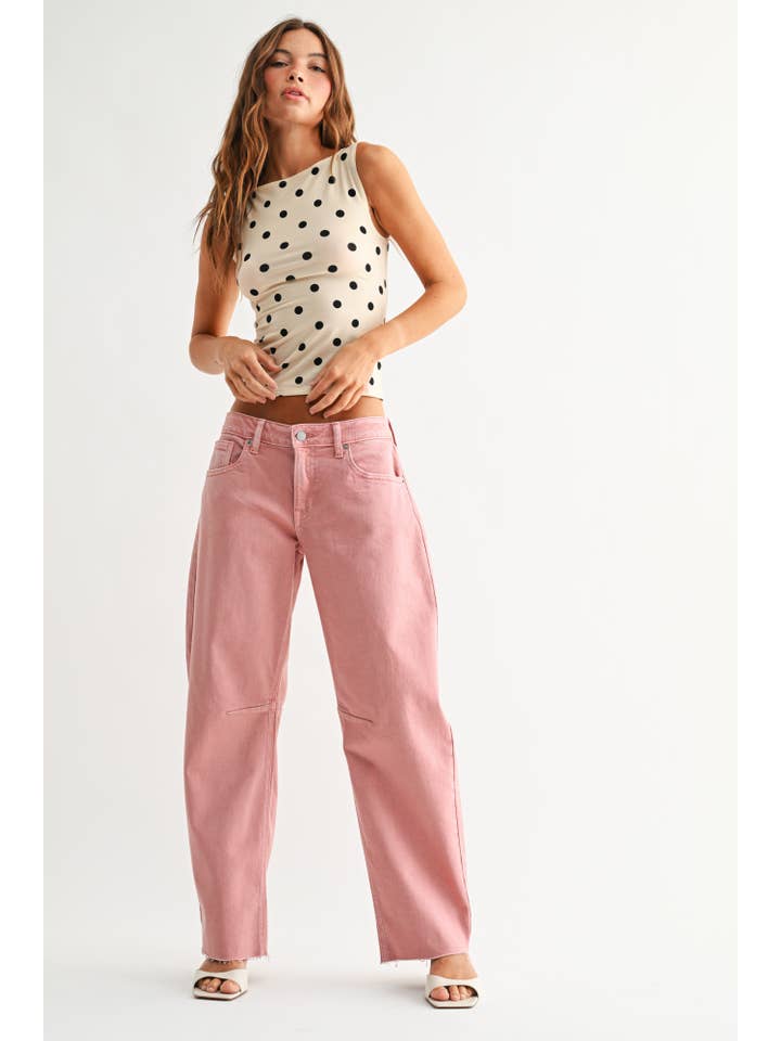Just USA Washed Pink Barrel Jeans