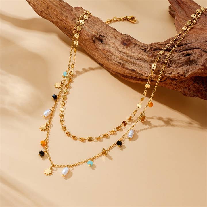 18k Stainless Steel Beaded Necklace