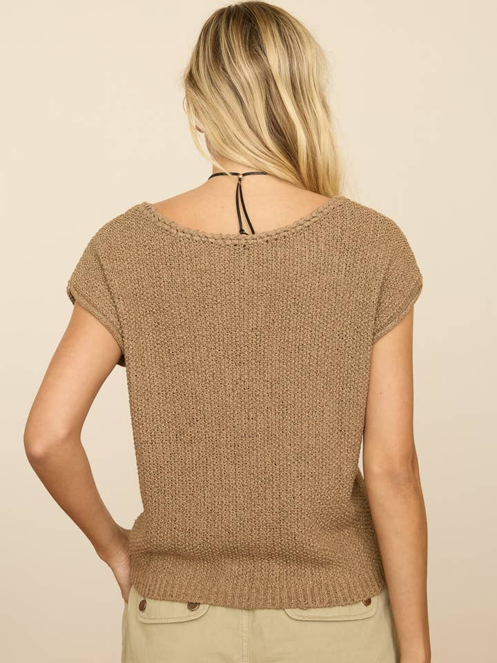 Textured Short Sleeve Sweater Top