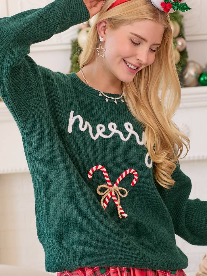 Main Strip Merry Embroidered Holiday Sweater