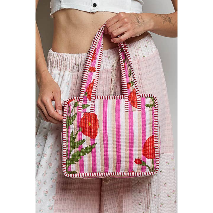 POL Mini Quilted Fabric Cube Bag