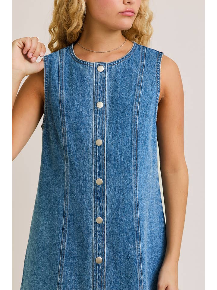 Le Lis Button Down Denim Mini Dress