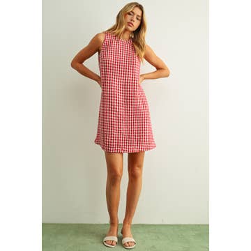 Miou Muse Open Back Gingham Dress