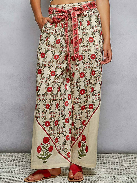 POL Floral Pattern Straight Fit Pants