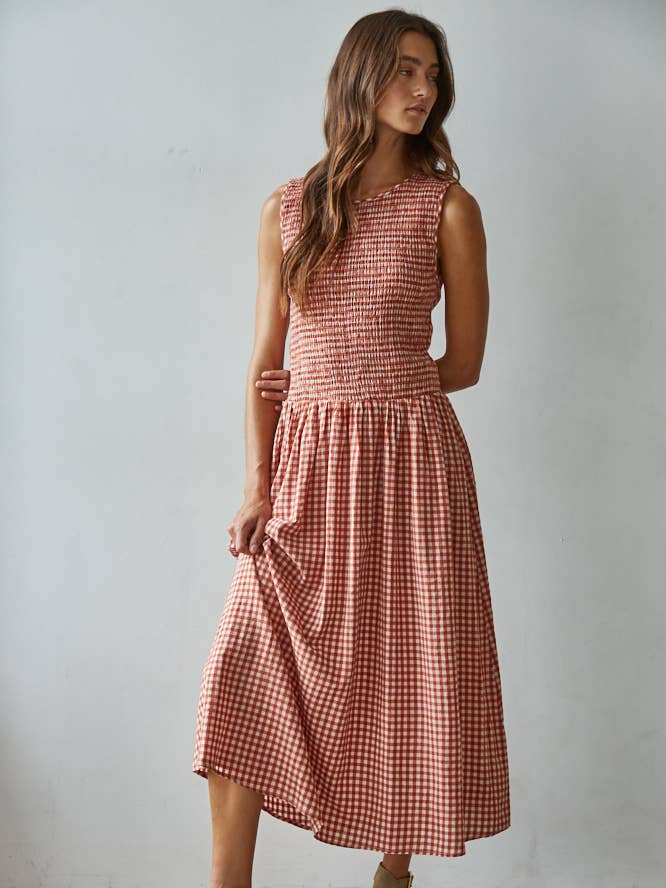 By Together Sayler Gingham Smocked Dress