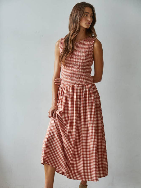 By Together Sayler Gingham Smocked Dress