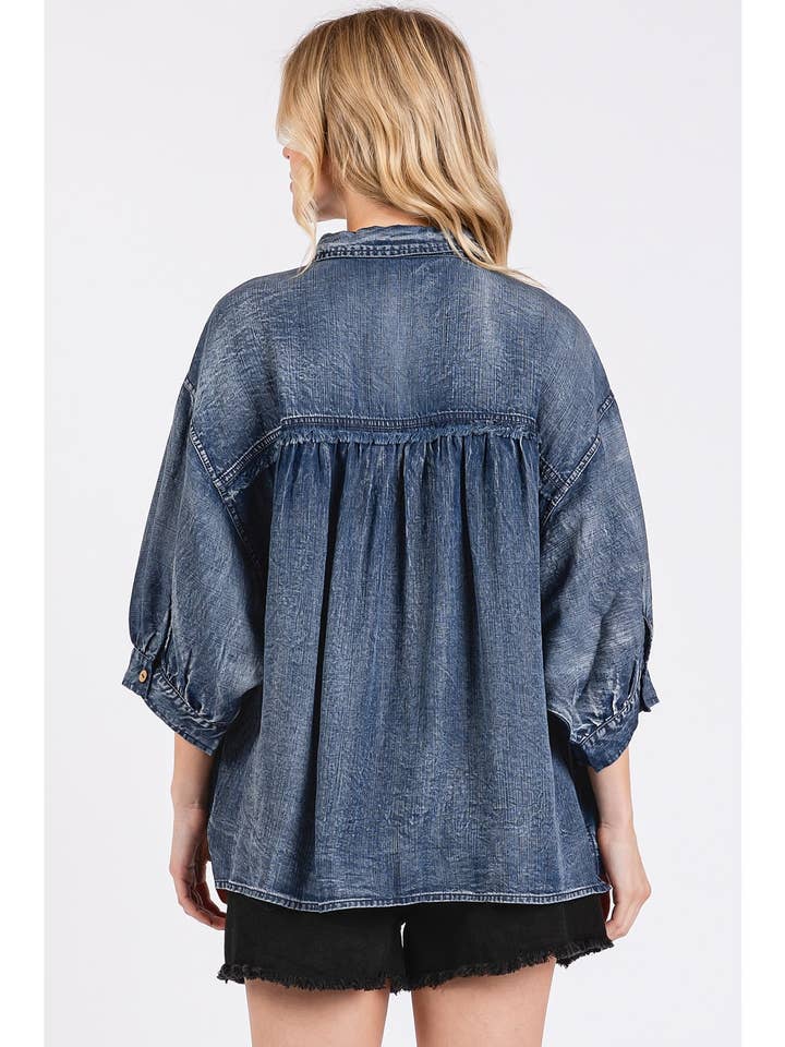 Washed Tencel Dolman Sleeve Shirt