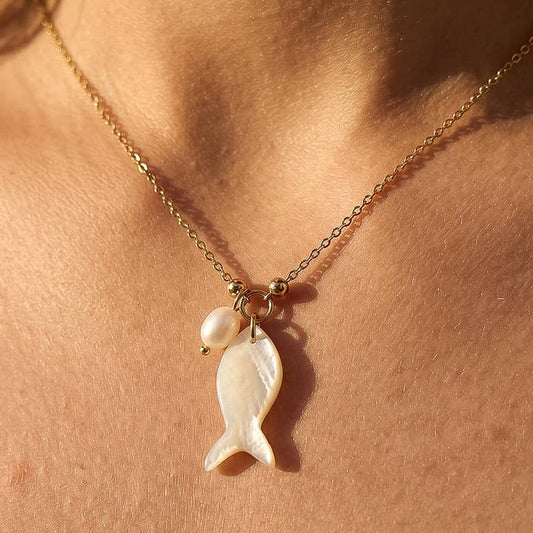 Coquette White Fish Necklace