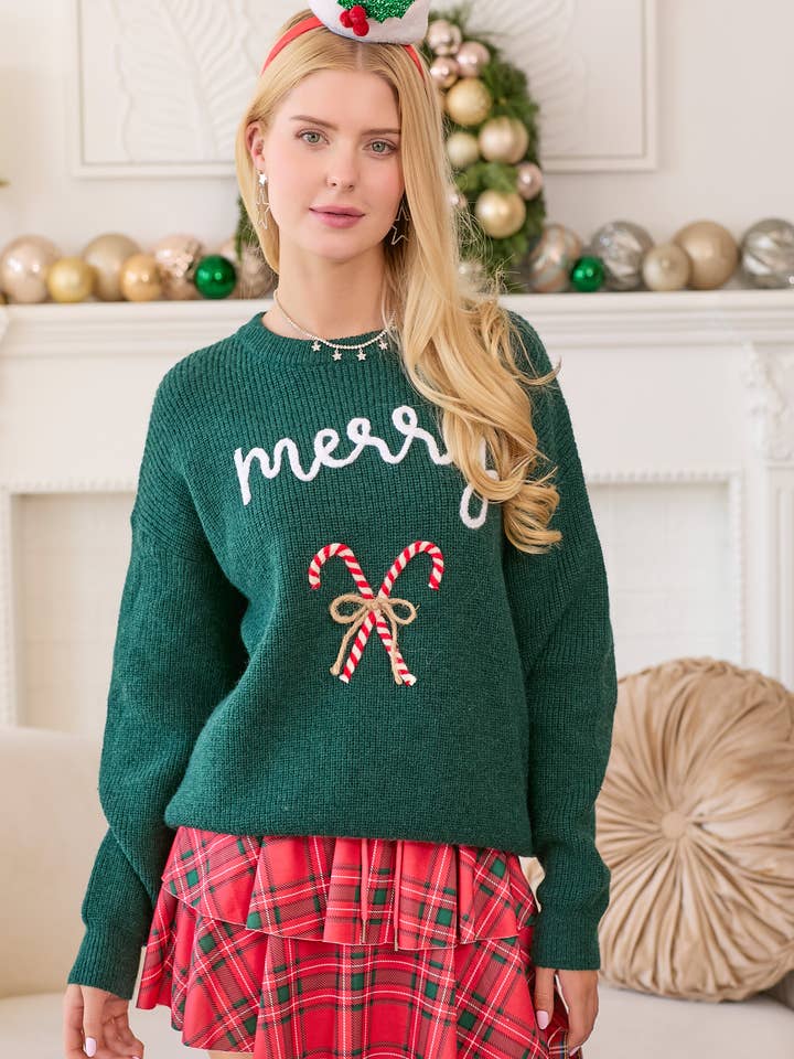 Main Strip Merry Embroidered Holiday Sweater